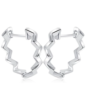 Unique Wavy Design Silver Hoop Earring HO-2515